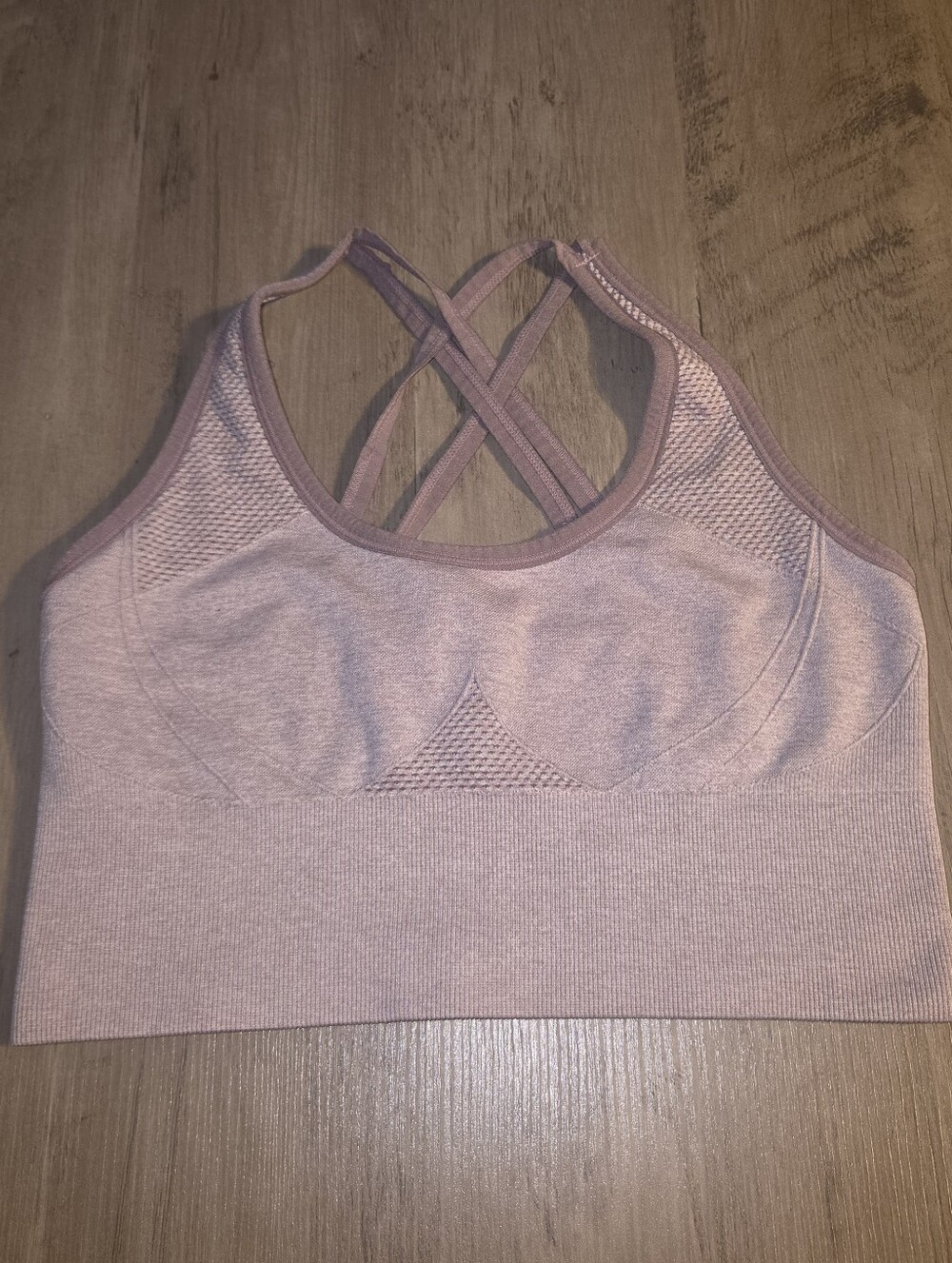 Velocity Seamless Strappy Back Longline Sports Bra Mauve Pink Medium